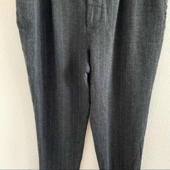 Zara Woman Pin Striped Cuffed Leg Textured Pants Career Work Trouser Large - Picture 3 of 10